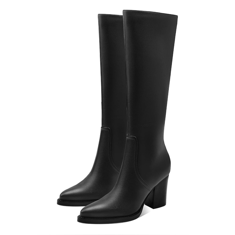 NEVER BEEN WORN Black, Knee High, Leather Boots